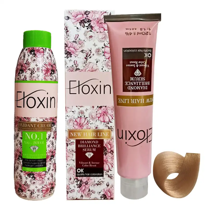 رنگ مو الوکسین شماره 10.0 حجم 120 میلی لیتر رنگ بلوند پلاتينه به همراه اکسیدان مدل 01 شش درصدی حجم 180 میلی لیتر