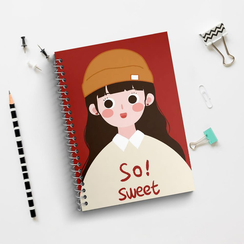 دفتر زبان 50 برگ خندالو مدل دو خط طرح دخترانه فانتزی کد 25745