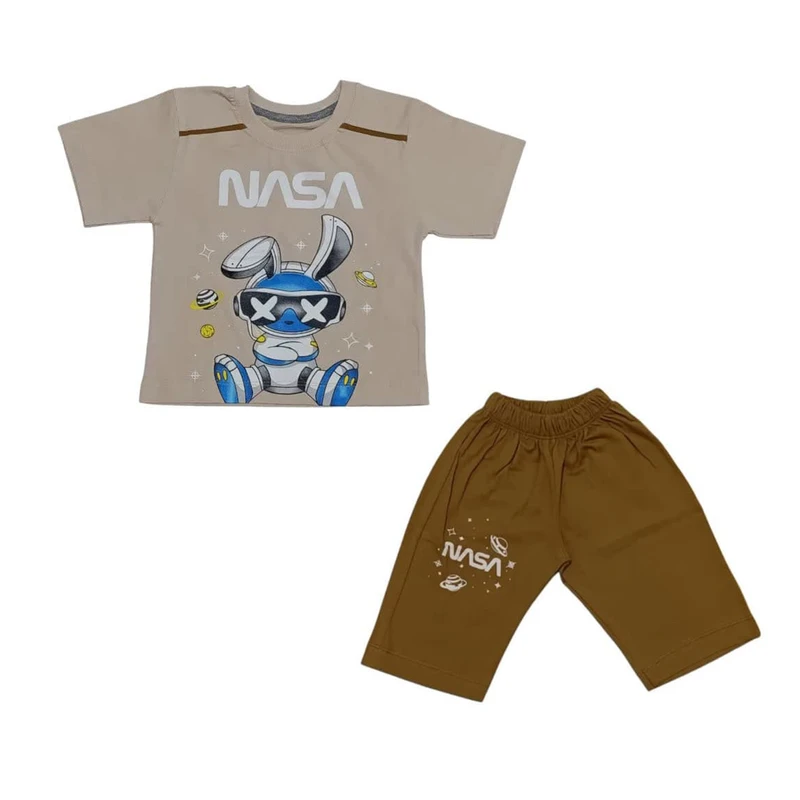 ست تی شرت و شلوارک پسرانه مدل پسر فضانورد