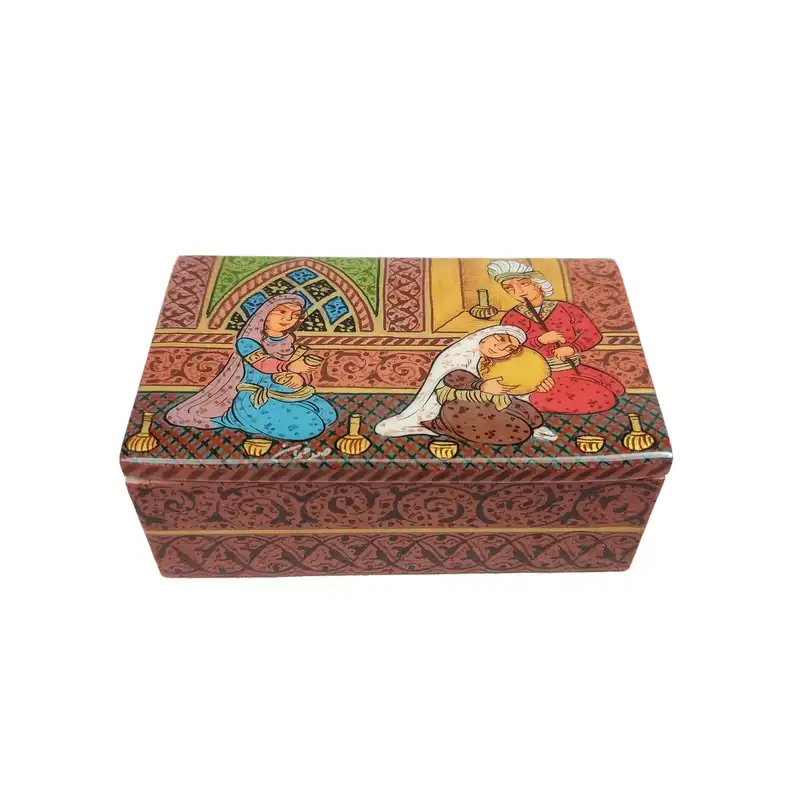 جعبه جواهرات استخوانی طرح مطرب و چنگ کد 01