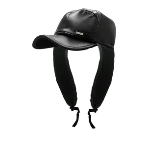 کلاه کپ مدل چرم مصنوعی طرح گوش دار