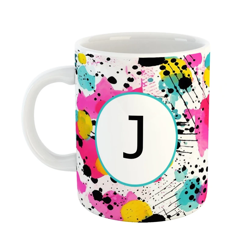 ماگ پادآفرین مدل فانتزی طرح حرف J کد 21