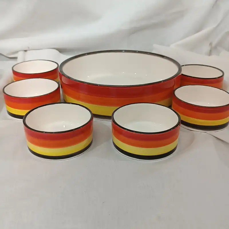 ظروف سرامیکی مدل انار خوری طرح گلاره مجموعه 7 عددی