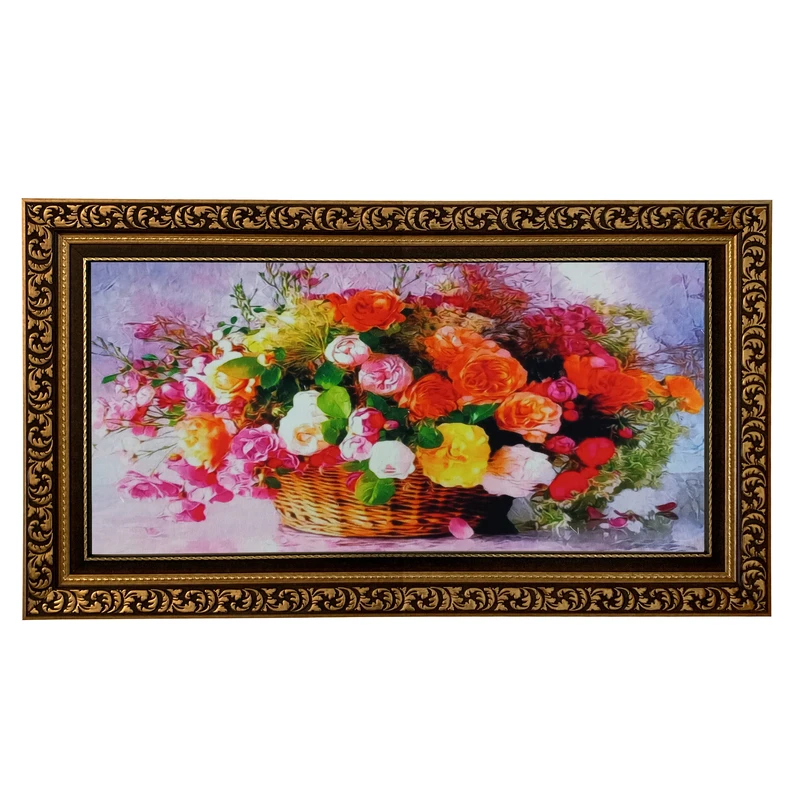 تابلو فرش ماشینی طرح دستبافت مدل گلدان گل کد 7961