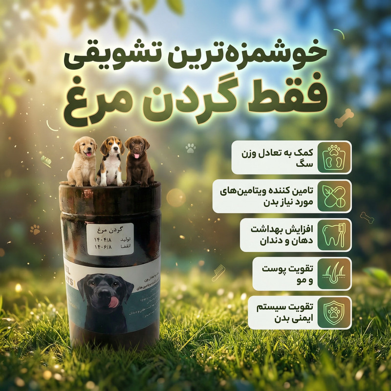 تشویقی سگ راسل مدل گردن طعم مرغ وزن 70 گرم