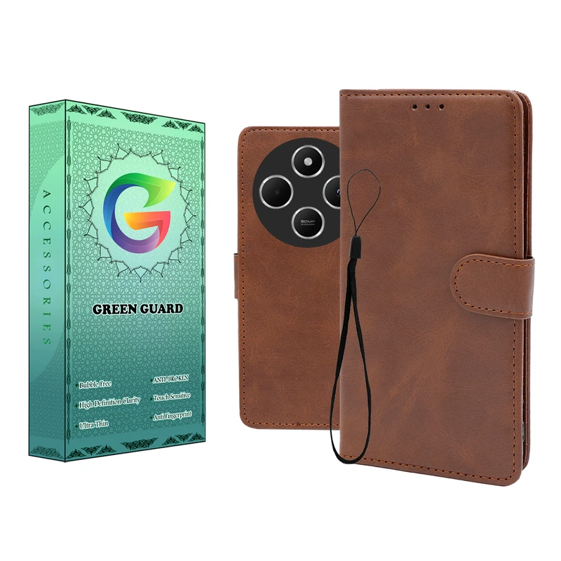 کیف کلاسوری گرین گارد طرح چرمی مدل Landing کد 05 مناسب برای گوشی موبایل شیائومی Redmi 14C / Poco C75 به همراه بند آویز