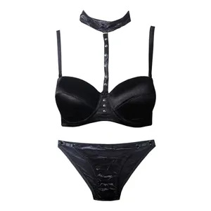 ست شورت و سوتین زنانه مدل فانتزی براق میس رنگ مشکی 