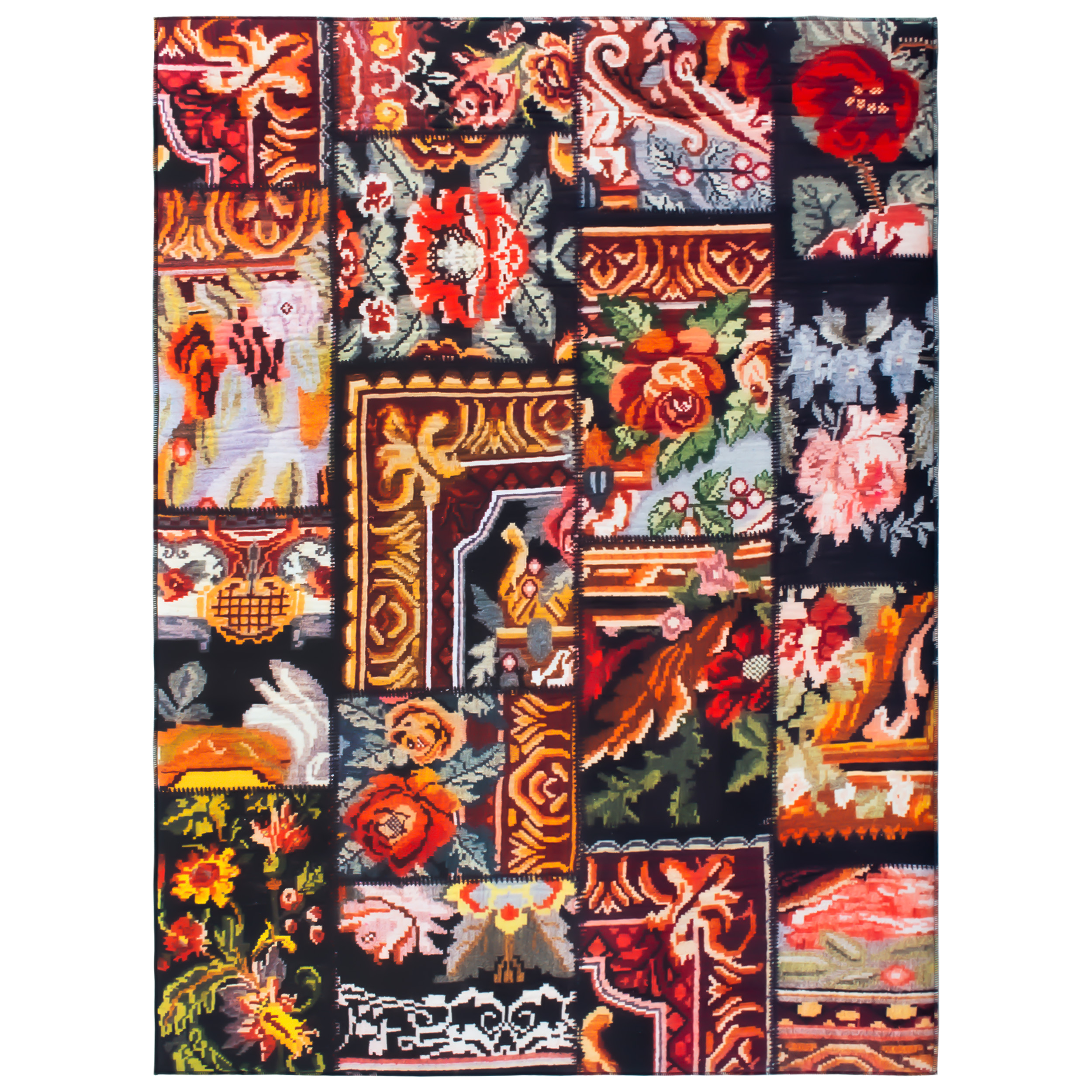 فرش ماشینی جانگل مدل Art collage کد 3D-9033