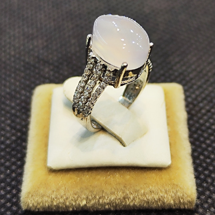 انگشتر نقره زنانه مدل سنگ عقیق یمانی کبود کد 5404