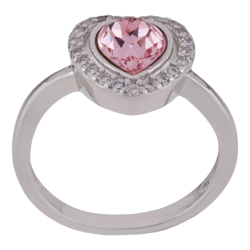 انگشتر نقره زنانه سواروسکی مدل قلب دور سنگ جواهری کد 477887