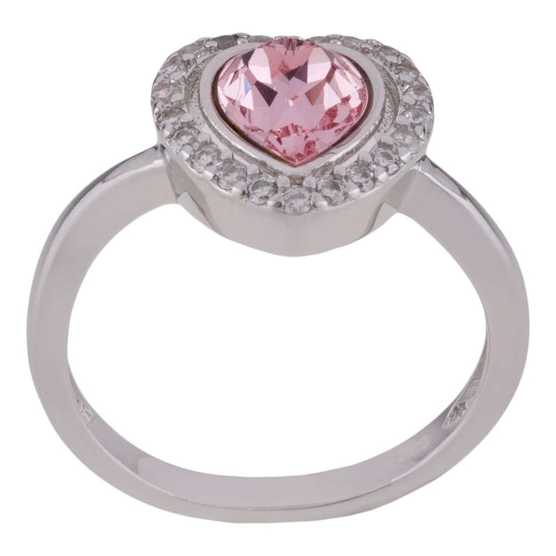 انگشتر نقره زنانه سواروسکی مدل قلب دور سنگ جواهری کد 477887