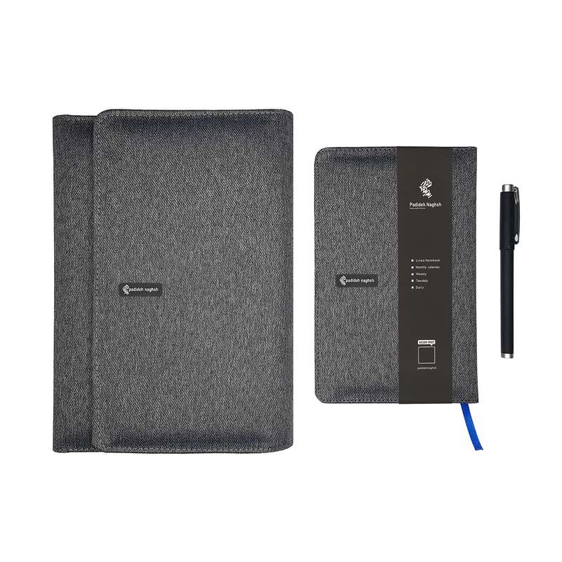 دفتر یادداشت پدیده نقش مدل پارچه ای کد 01 به همراه خودکار بسته 3 عددی