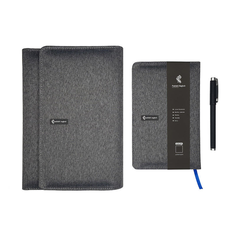 دفتر یادداشت پدیده نقش مدل پارچه ای کد 01 به همراه خودکار بسته 3 عددی