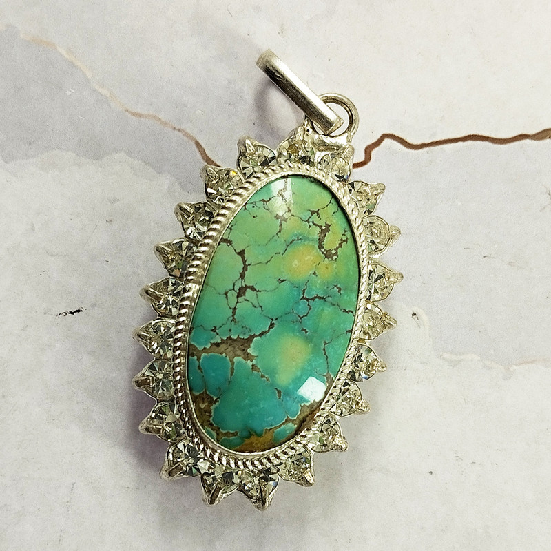 آویز گردنبند نقره زنانه سلین کالا مدل فیروزه نیشابور کد 30