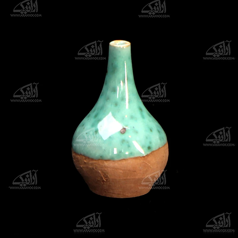 صراحی سفالی‏ لعاب ساده‏  ‏‏رنگ ‏آبی‏ طرح ‏مینیاتوری ‏مدل 1005100001