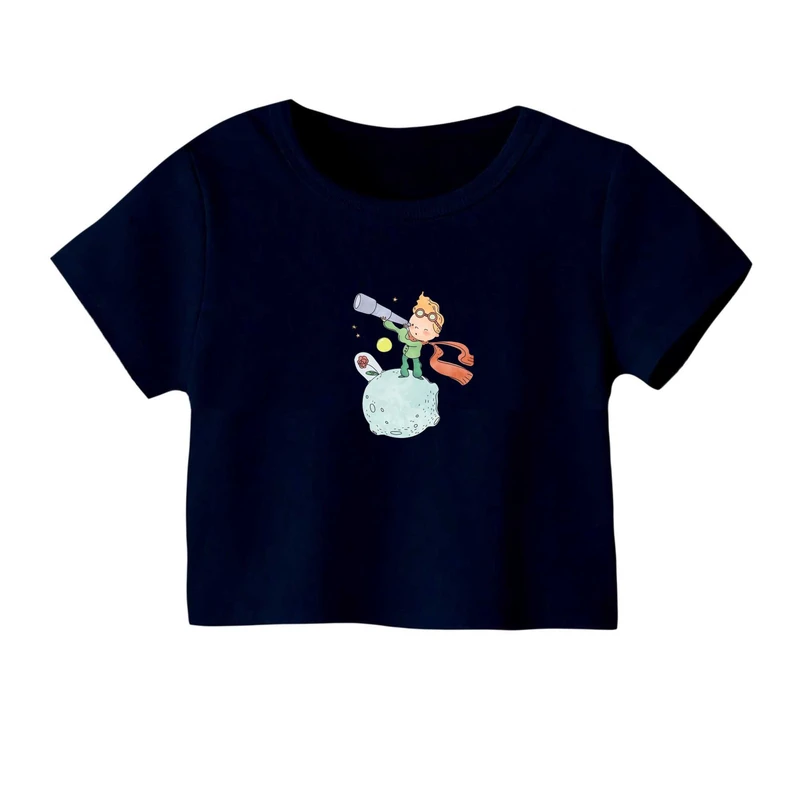 کراپ‌ تی‌شرت آستین کوتاه زنانه مدل شازده کوچولو کد۱