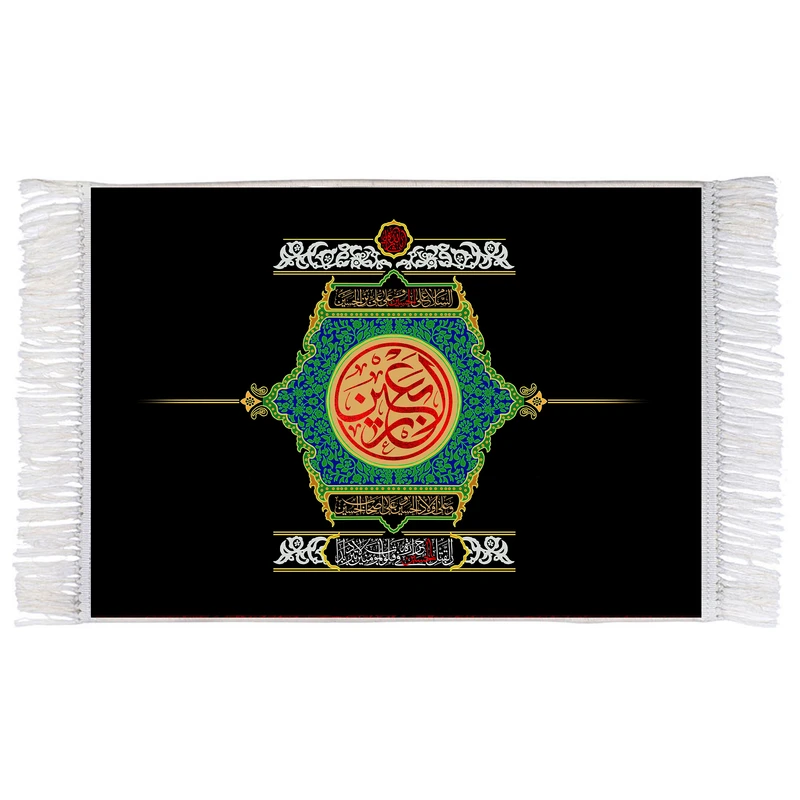 فرش ماشینی دیوارکوب اطلس آبی طرح سلام علی حسین مدل T2889