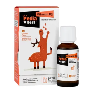 قطره ویتامین د3 1000 میلی گرم با طعم کارامل پدیا بست حجم 30 میلی لیتر