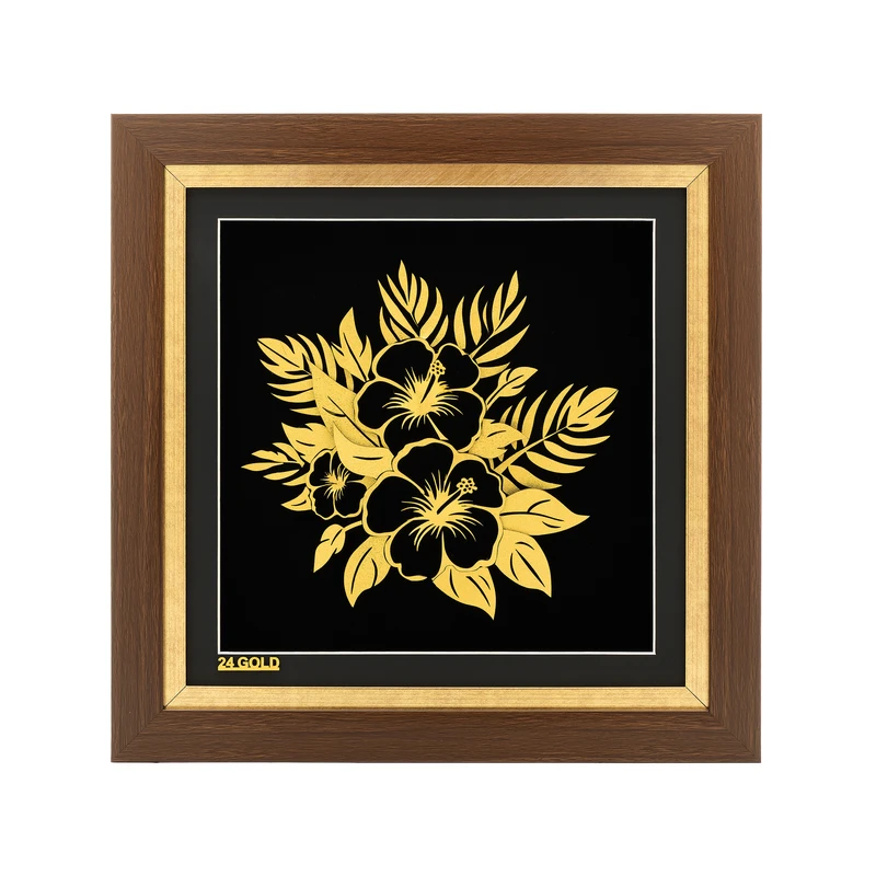تابلو طلا کوب آلتین هنر بزازیان مدل گل های ختمی کد 50462