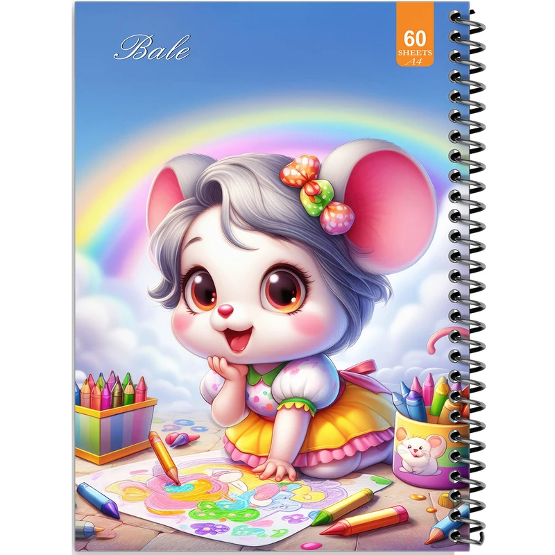 دفتر نقاشی 60 برگ انتشارات بله طرح فانتزی موش هنرمند کد A4-O150