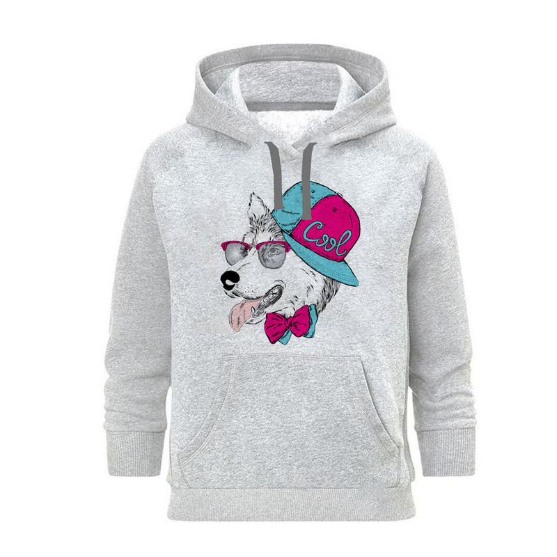 هودی زنانه مدل CUTE DOG کد J260 رنگ طوسی