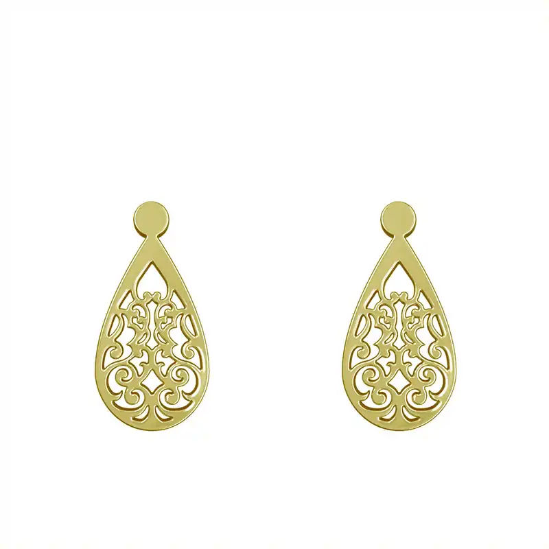 گوشواره طلا 18 عیار زنانه مدوپد مدل اسلیمی کد GA1-15306