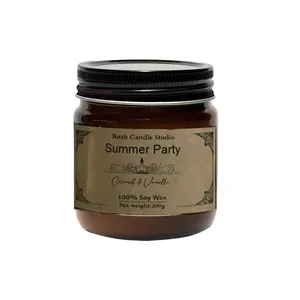 شمع لیوانی معطر مدل جار شیشه با رایحه نارگیل زمان اتمام 50 ساعت