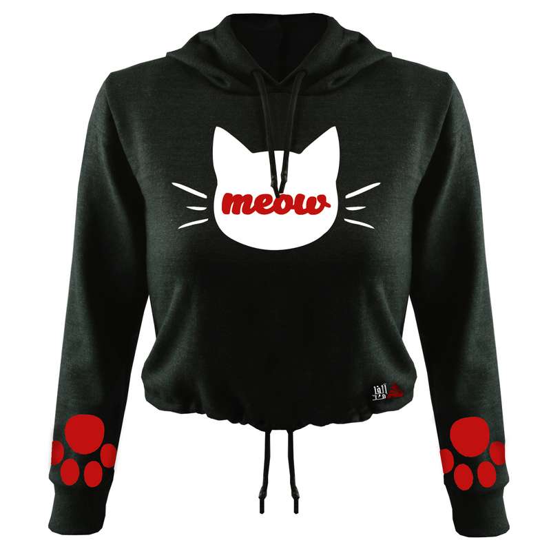 هودی زنانه مدل گربه کد T15 رنگ نوک مدادی