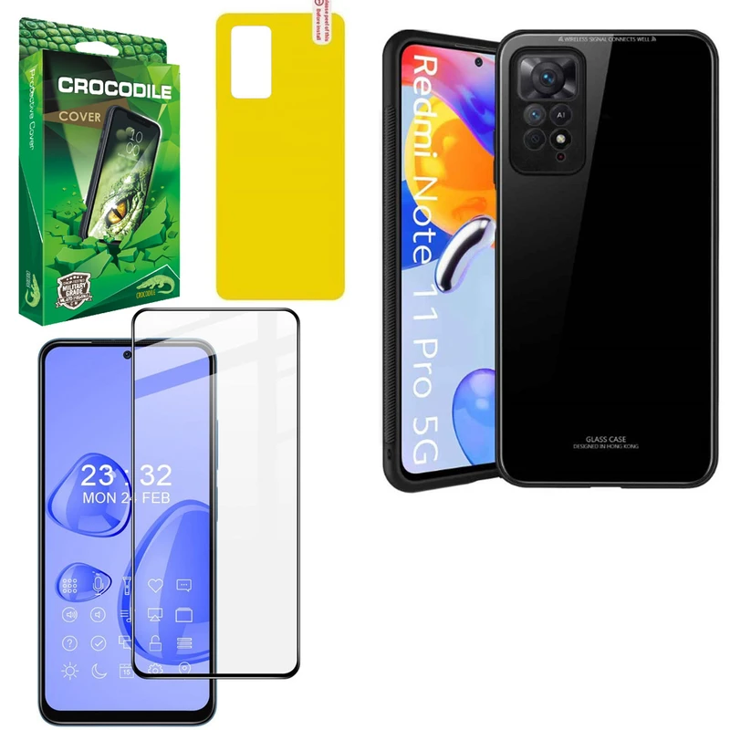  کاور کروکودیل مدل PG-CO-BND مناسب برای گوشی موبایل شیائومی Redmi Note 11 Pro 4G به همراه محافظ صفحه نمایش و محافظ پشت گوشی