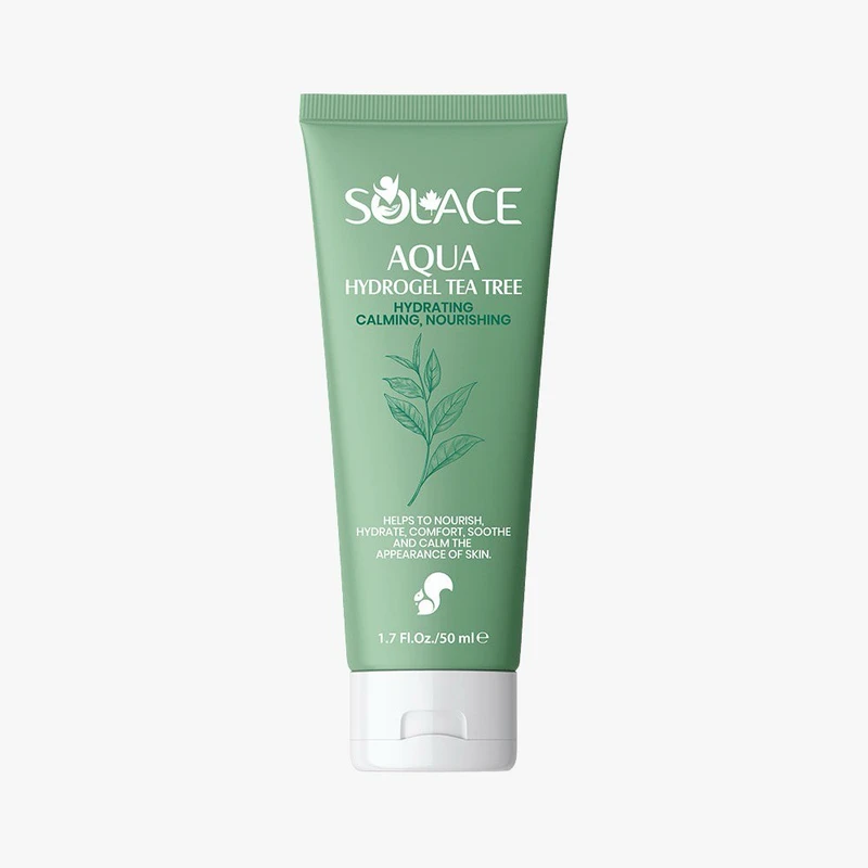 ژل آبرسان صورت، گردن سولس مدل ژل آبرسان Aqua Hydrogel Tea Tree مناسب برای چرب، آکنه‌دار، مختلط حجم 50 میلی‌لیتر