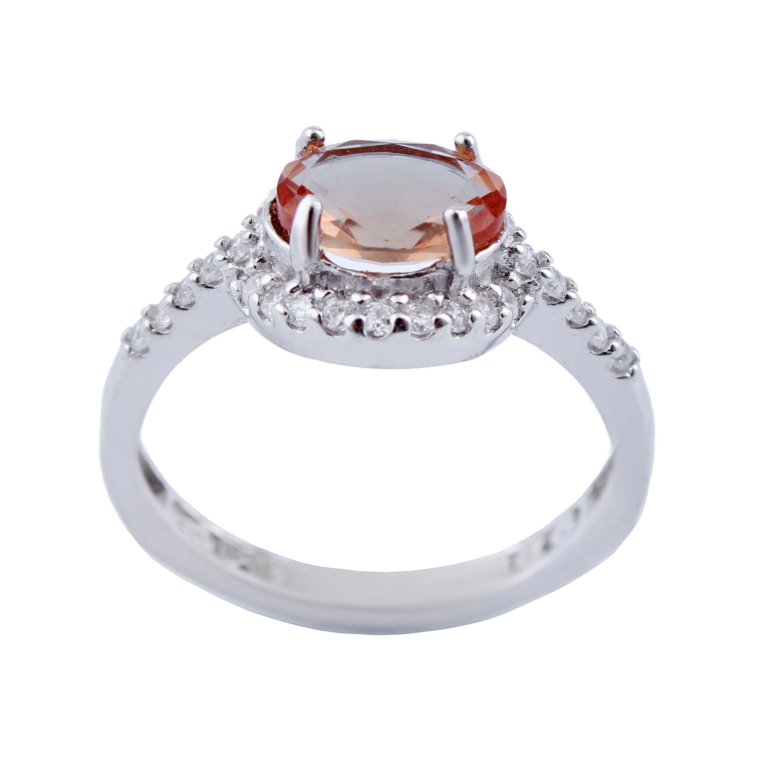 انگشتر نقره زنانه بازرگانی میلادی مدل سنگ الکساندریت نگین برلیان بدون ریزش آبکاری رادیوم کد AWR_1612