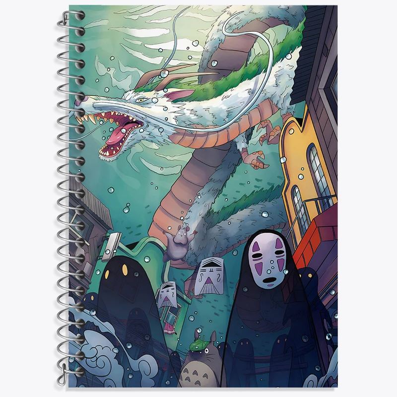 دفتر زبان 50 برگ خندالو مدل دو خط طرح انیمه شهر اشباح (Spirited Away)  کد N4975
