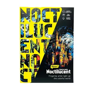 مقوا رنگ‌آمیزی مدل اسکراچ قلعه شب تاب سایز 42x30 سانتی‌متر
