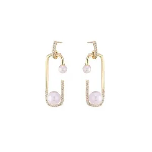 گوشواره طلا 18 عیار زنانه قیراط طرح مروارید کد GH5955