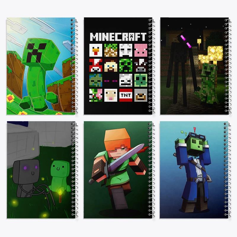 دفتر مشق 50 برگ خندالو طرح ماینکرفت (Minecraft) کد 543 مجموعه 6 عددی