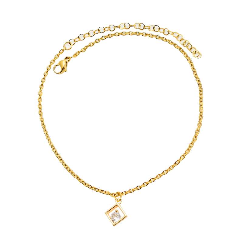 پابند زنانه دلنار گالری مدل لوزی نگین دار پابند زنانه دلنار گالری مدل لوزی نگین دار