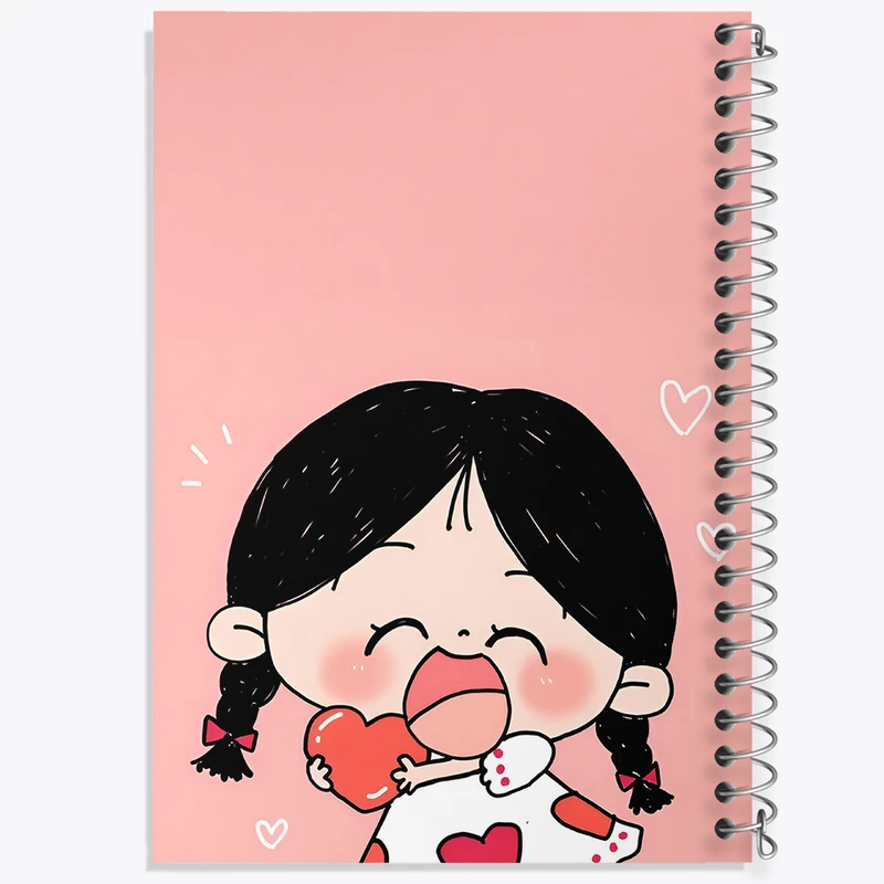 دفتر مشق 100 برگ خندالو طرح دخترانه کیوت کد F5819