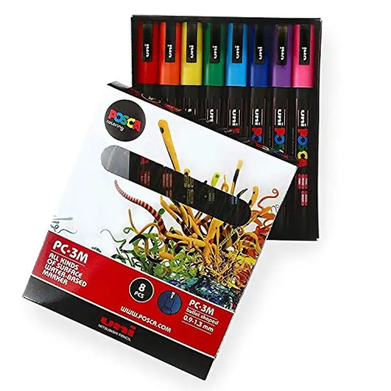 ماژیک یونی بال پوسکا مدل uni ball posca marker pc-3m بسته 8 عددی