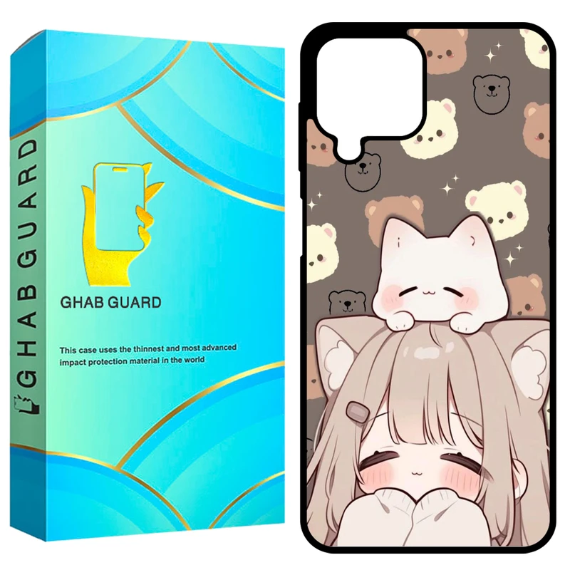 کاور قاب گارد طرح دختر و گربه مدل GCHPA224 مناسب برای گوشی موبایل سامسونگ Galaxy A22 4G / M22 4G / M32 4G   