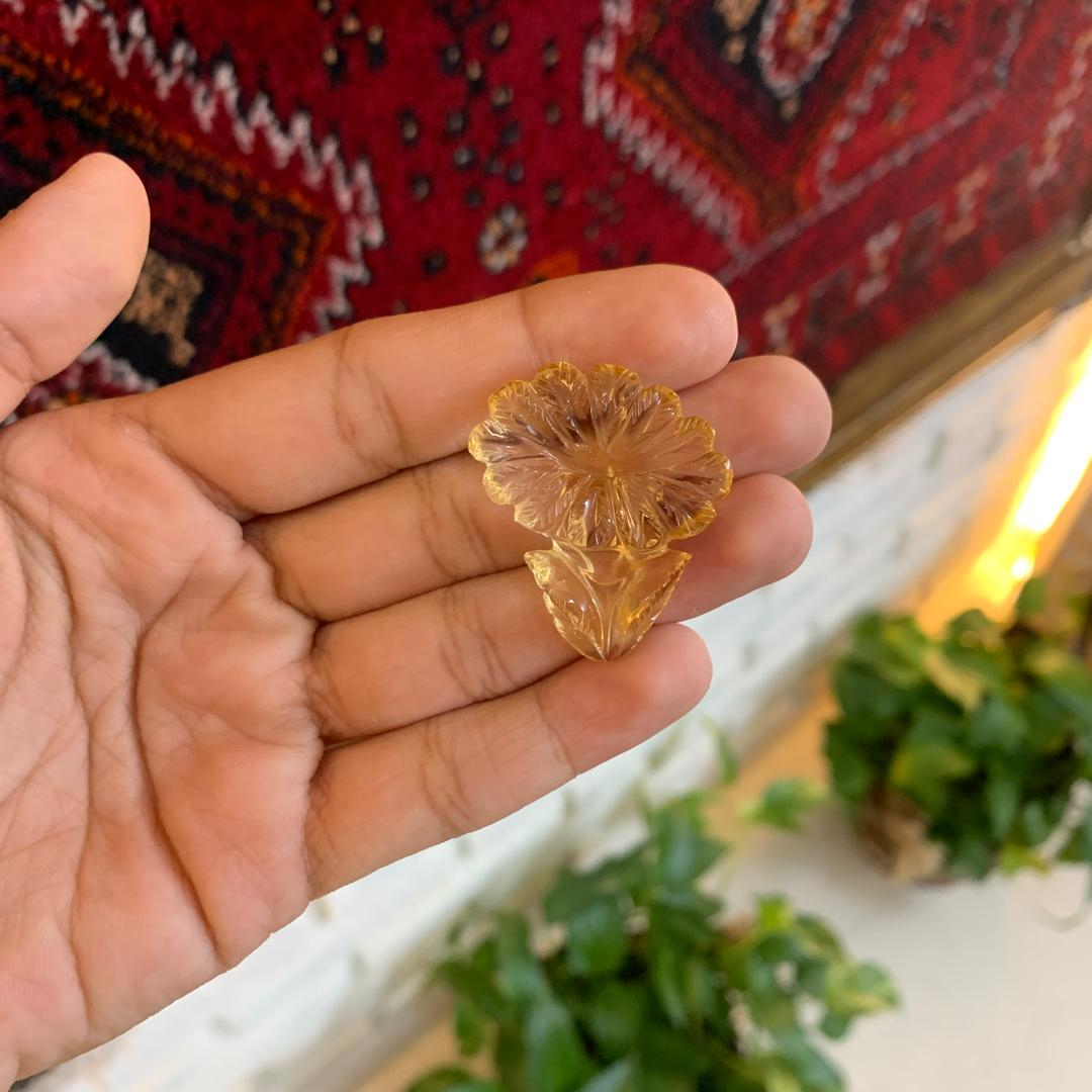 سنگ سیترین مدل گل کاروینگ برزیلی