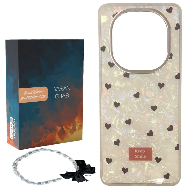 کاور قاب یاران مدل ماربل قلبی مناسب برای گوشی موبایل شیائومی Redmi Note 14 Pro 4G به همراه بنداویز