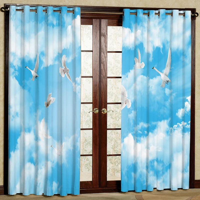 پرده بارمان دکور طرح آسمان مدل هازان پانچی کد 86-2485 W سایز 140x280 سانتی متر