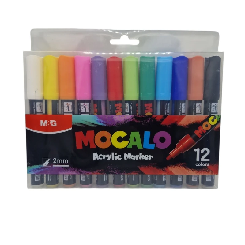 ماژیک ۱۲ رنگ ام اند جی مدل اکریلیک کد ۱۲۳۶۶