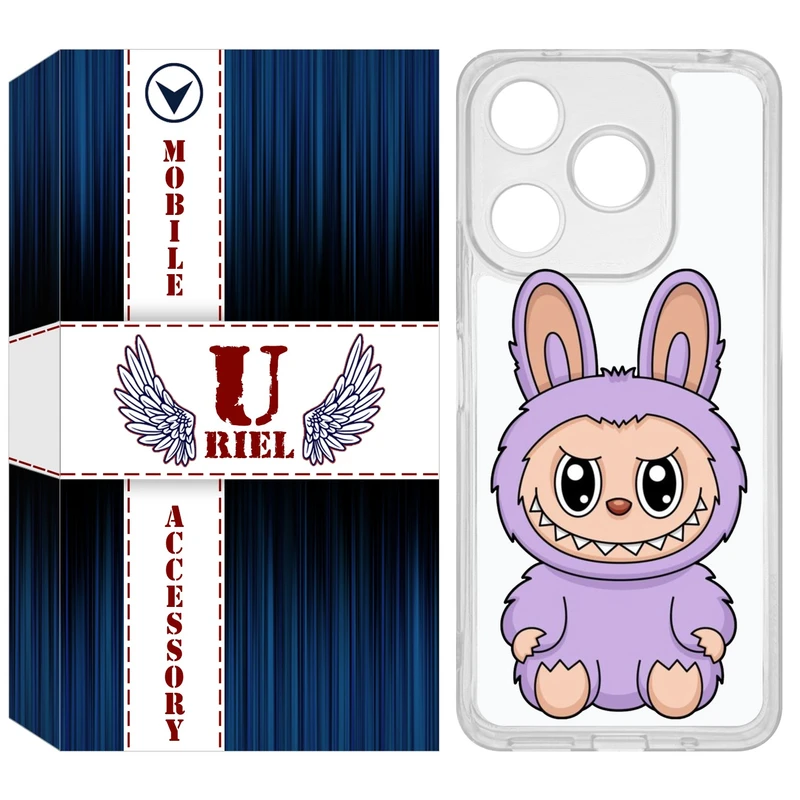 کاور یوریل مدل Clear کد 130 طرح لبوبو Labubu مناسب برای گوشی موبایل شیائومی Redmi 13 / 13x / Poco M6 4G