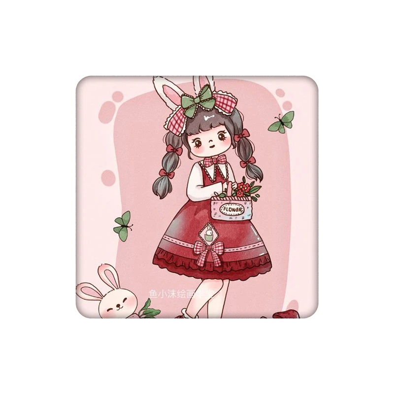 زیرلیوانی طرح دختر خرگوشی و خرگوش تم صورتی کد 0125678