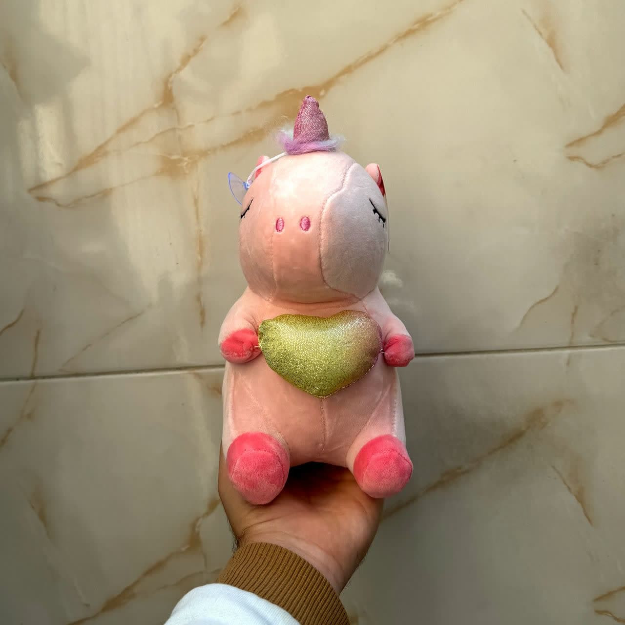 عروسک مدل اسب تک شاخ قلب بدست ارتفاع 25 سانتی متر