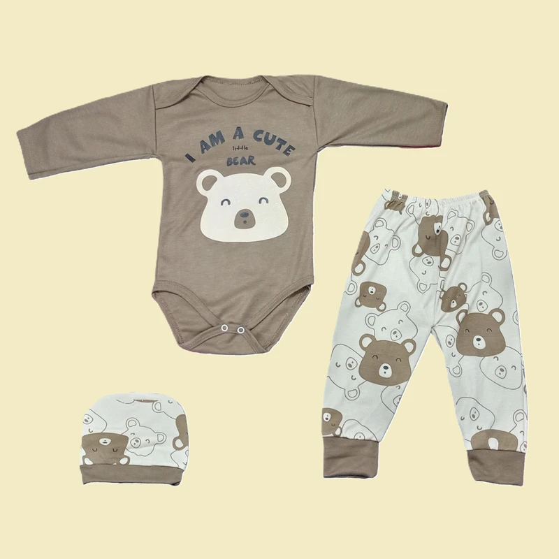 ست 3 تکه لباس راحتی نوزادی مدل تدی