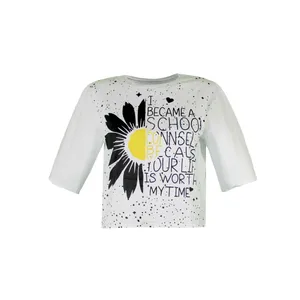 کراپ‌تاپ آستین کوتاه زنانه مدل آفتاب گردان 011