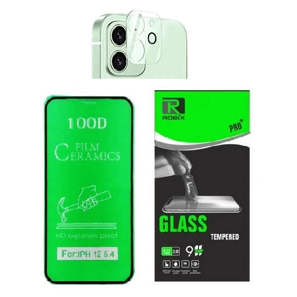 محافظ صفحه نمایش روبیکس مدل CR-IP12 mini مناسب برای گوشی موبایل اپل iphone 12mini به همراه محافظ لنز دوربین