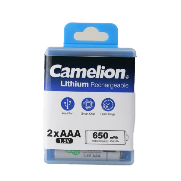 باتری نیم قلمی قابل شارژ کملیون مدل 1.5VLi-AAA650 بسته دو عددی